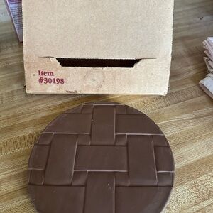 LONGABERGER Pottery 6" Round Button Basket Brick Warmer #30198 Never Used.